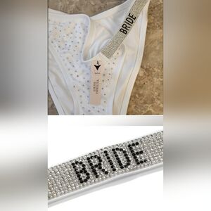 Victoria's Secret Swim Bride Diamanté Shine Strap Brazilian Bikini Bottom White